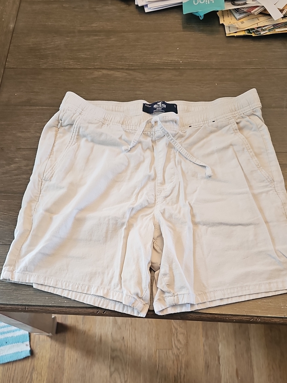 Hollister White Men’s Swim Trunks with Drawstring